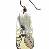 Laurel Burch Moon Doves White Silver Tone Dangle Bird Earrings