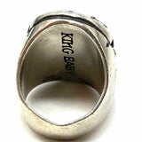 KING BABY size 10 925 Sterling Silver Two-tone Chunky Heart Ring