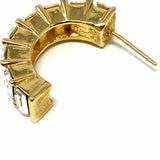 Dior Gold Tone White Huggie Crystal Earrings