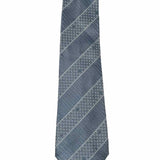 Chanel Silk Gray Logo Metallic Stripe Necktie