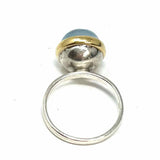 Syna size 7 925 Sterling Silver Blue Round Cabochon Ring w/ 18K Accent