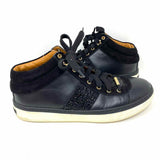 JIMMY CHOO Suede Bells Women's Black Size 37.5 Studded Sneakers
