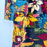 Farm Rio Macaw Women's Multi-black Size XS Long Sleeve Velvet Flower Dress