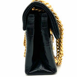 Kurt Geiger Mini Kensington Black Flap embellished Patent Leather Crossbody