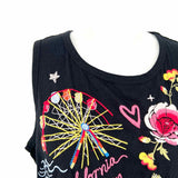 johnny was California Knit Tank Women's Black Size S Embroidered Sleeveless