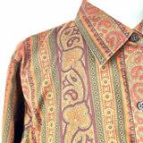 Lauren by RL Women's Brown Size PL Button Down Cotton Paisley Long Sleeve