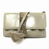 Salvatore Ferragamo Gray Flap pleated Leather Crossbody