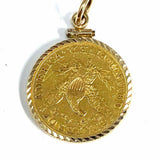 Estate 14K Gold Frame 1897 Half Eagle Coin Pendant Charm