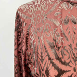 Women's Rust Red Size M Mock Neck Mesh Burnout Abstract Long Sleeve