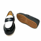 TOD'S Lugsole Women's Black White Size 36/6 Platform Color Block Loafers