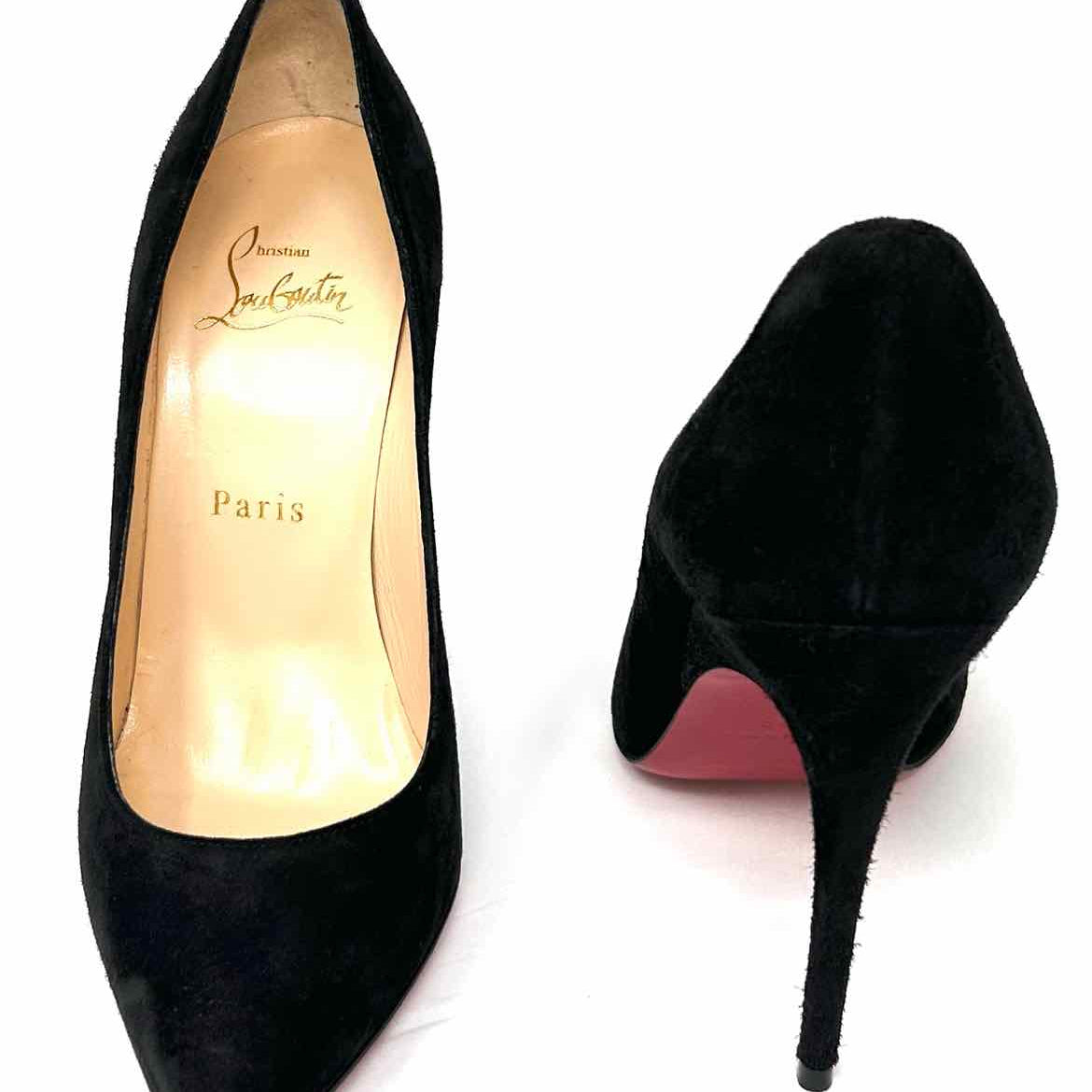 Christian Louboutin Alminenette 100 Women's Black Size 5.5 Suede Stiletto Pumps