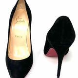 Christian Louboutin Alminenette 100 Women's Black Size 5.5 Suede Stiletto Pumps