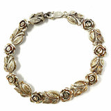 .925 Sterling Silver Link 7 in Roses Bracelet