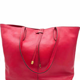 Lauren Ralph Lauren Red Pebbled Leather Tote