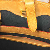 Dooney & Bourke Cabriolet Canvas Navy Brown Bucket Leather Tote