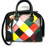 LOEWE Amazona 75 Multi-Color Top Handle Woven Leather Satchel