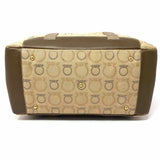 Salvatore Ferragamo Canvas Beige Boston Gancini Shoulder Bag