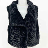 Costa Blanca Women's Black Size M Collared Faux Fur Vest
