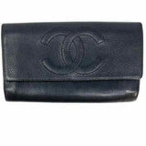 Chanel 2000/02 Timeless CC Black Accordion Caviar Leather Wallet