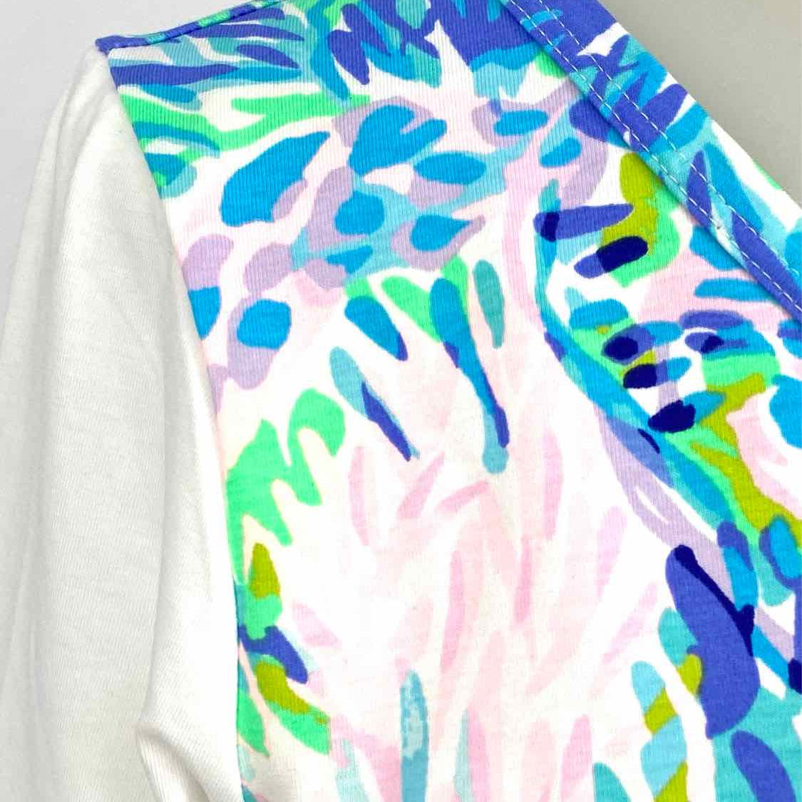 Lilly Pulitzer Colorblock Pattern Women's White / Blue Size S V-Neck Long Sleeve