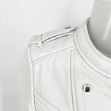 IRO Rojan Women's White Size 38/6 Asymmetrical Leather Moto Jacket