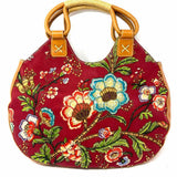 Isabella Fiore Vintage Red Brown Floral Tote