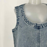 HABITUAL Women's Blue Size L Sleeveless Denim Studded Dress
