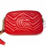 Gucci Red Camera Bag Marmont Quilted Leather Crossbody
