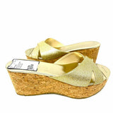 JIMMY CHOO Women's Gold Size 38/8 Wedge Cork Glitter Slide