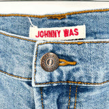 johnny was Women's Blue Size 31/12 Boyfriend Embroidered Floral Jeans