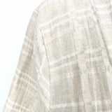 Eileen Fisher Women's Ivory Size L Open Front Cotton Blend Window Pane Cardigan