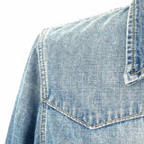 NILI LOTAN Women's Blue Size XS Button Down Denim western Long Sleeve