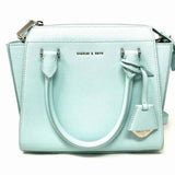 Charles & Keith Light Blue Top Handle Mini Leather Satchel