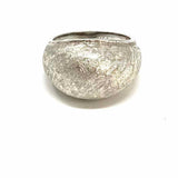 Estate size 6 14K White Gold Dome Florentine Finish Ring