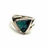 Estate size 8 Silver Triangle Turquoise Ring