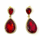 Red Teardrop 2" Dangle Diamond Earrings
