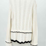 Lost+Wander Women's White Size M/L Scalloped Knit Cardigan