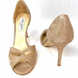 JIMMY CHOO Women's Beige Size 39/8.5 Stiletto Suede Sparkle Sandals