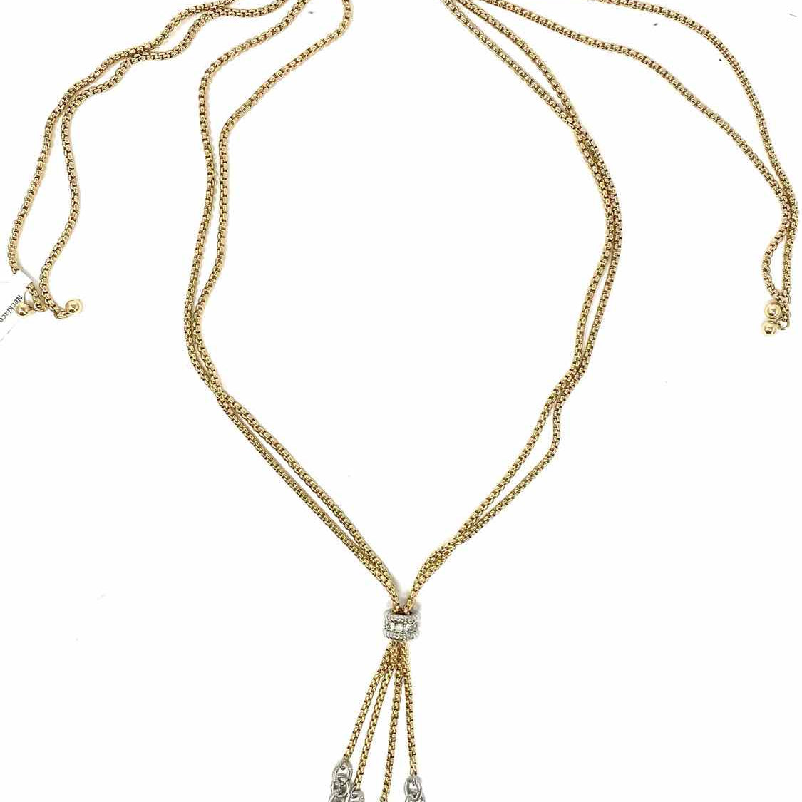 Statement Gold Tone Drawstring Crystal Necklace