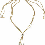Statement Gold Tone Drawstring Crystal Necklace