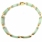 Estate 10K Gold Green 8 in Jade Bracelet