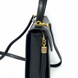 VALENTINO GARAVANI Vintage Black Top Handle Pebbled Leather Satchel