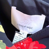 cinq a sept Katie Women's Multi-black Sz 8 cold shoulder Floral Short Sleeve Top