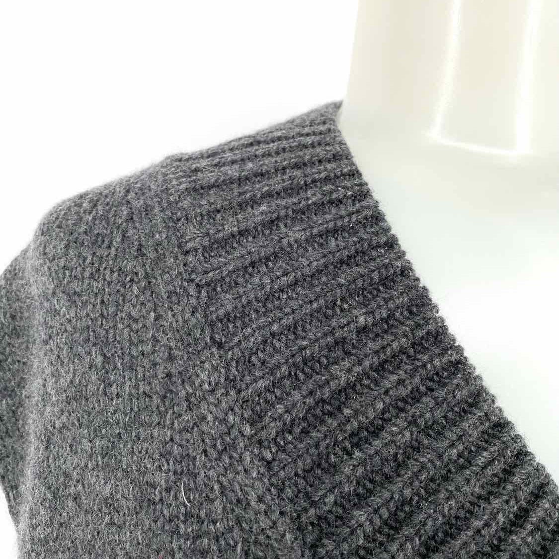 Lafayette 148 Women's Gray Size M Cashmere Wool Blend Knit Short Sleeve Top