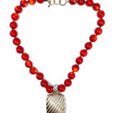 Simon Sebbag 925 Sterling Silver Red Beaded 20" Pendant Necklace