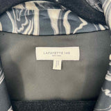 Lafayette 148 Women's Black Beige Size L Wrap Silk Marble Dress