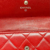 Chanel 2010/11 CC Red Accordion Quilted Leather Wallet