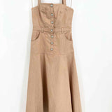 cinq a sept Veena Women's Tan Size 4 Midi Denim Sleeveless Dress