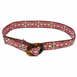 Martinis & More Pink Brown Embroidered Belt