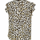 J Crew Women's Brown Beige Size S Keyhole Leopard Print Sleeveless